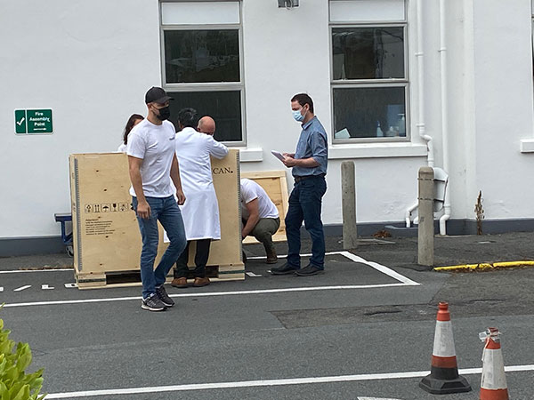 setting up lab testing equipment